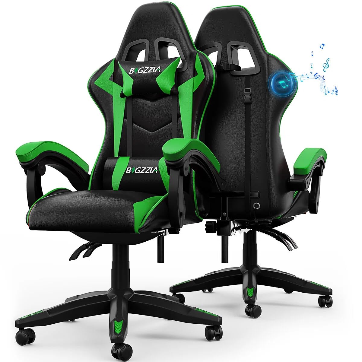 Gamingstol A Bluetooth 5 3 højttalere ergonomisk højdejusterbar gaming arbejde sort grøn