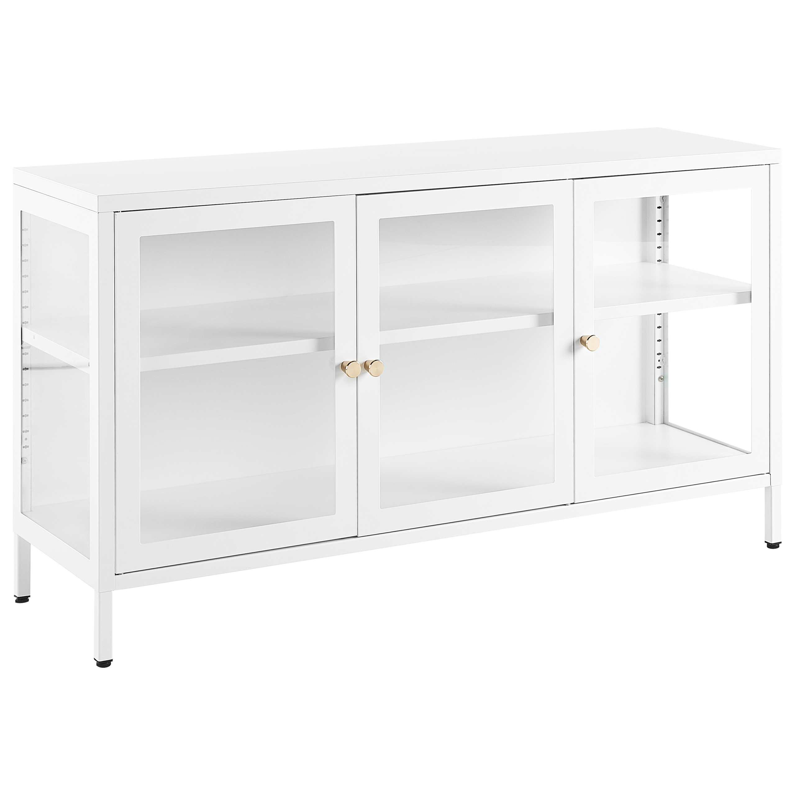 Glas vitrine skænk NEWPORT 115 cm Metal Hvid