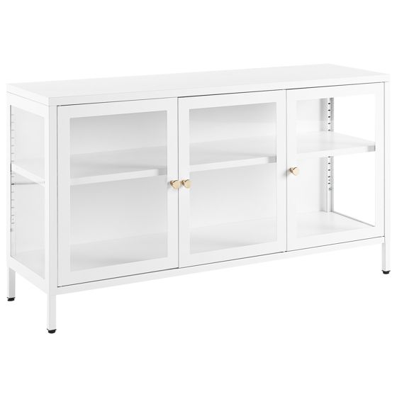 Glas vitrine skænk NEWPORT 115 cm Metal Hvid
