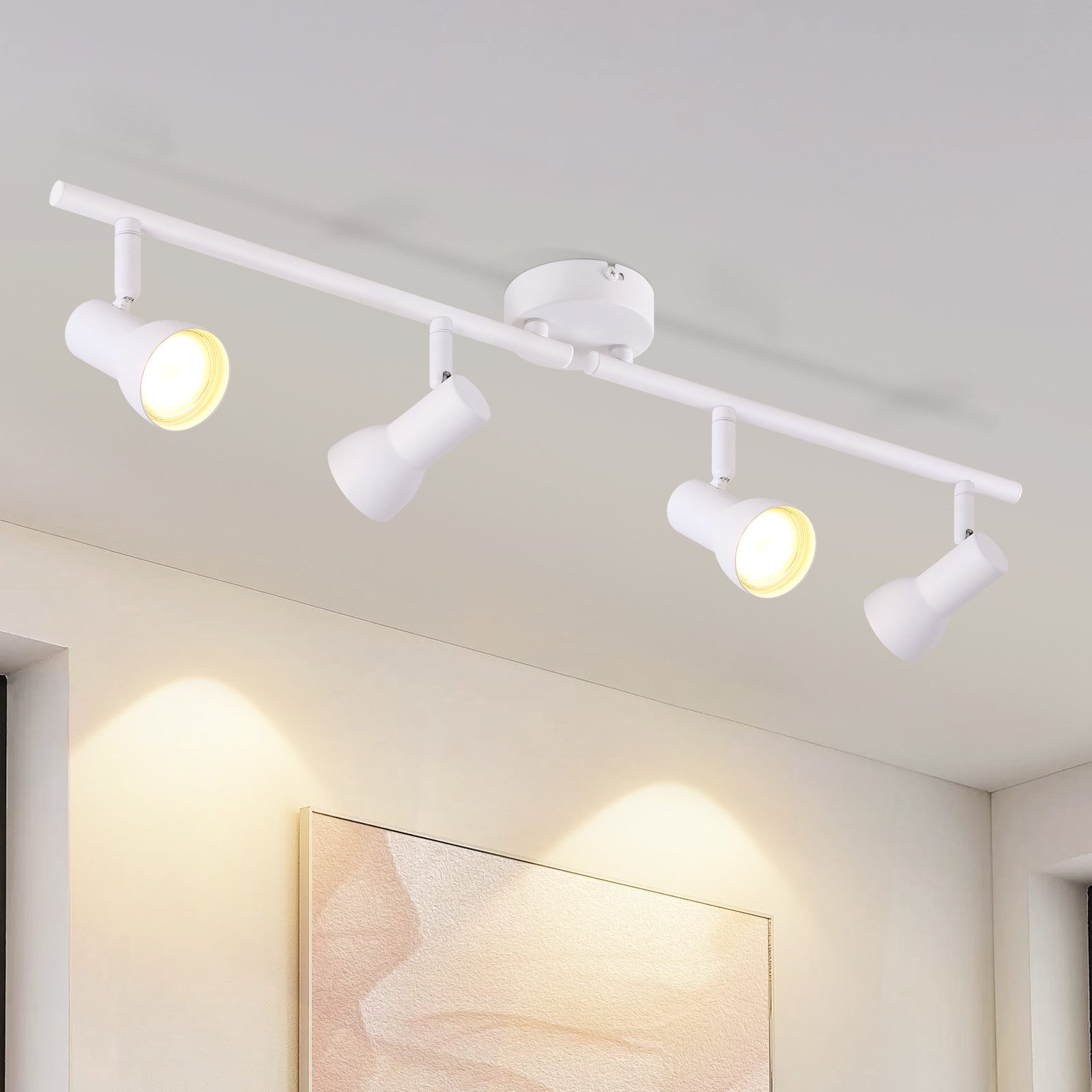 NETTLIFE 4-flammet GU10 loftspotlight, moderne design, metal, til stue, entré