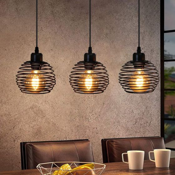 NETTLIFE Vintage, sort, bordpendellampe, E27, bordlampe, spisestuelampe, retro, industriel køkken