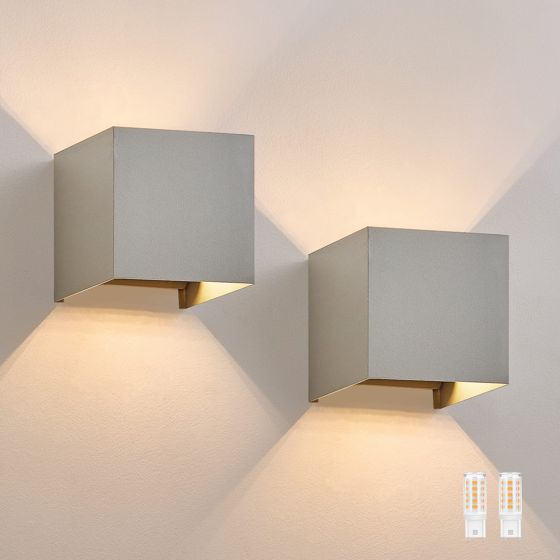 NETTLIFE 2 LED - udendørs væglampesæt, varm hvid IP65, antracit, til hjemmet, trappeopgang