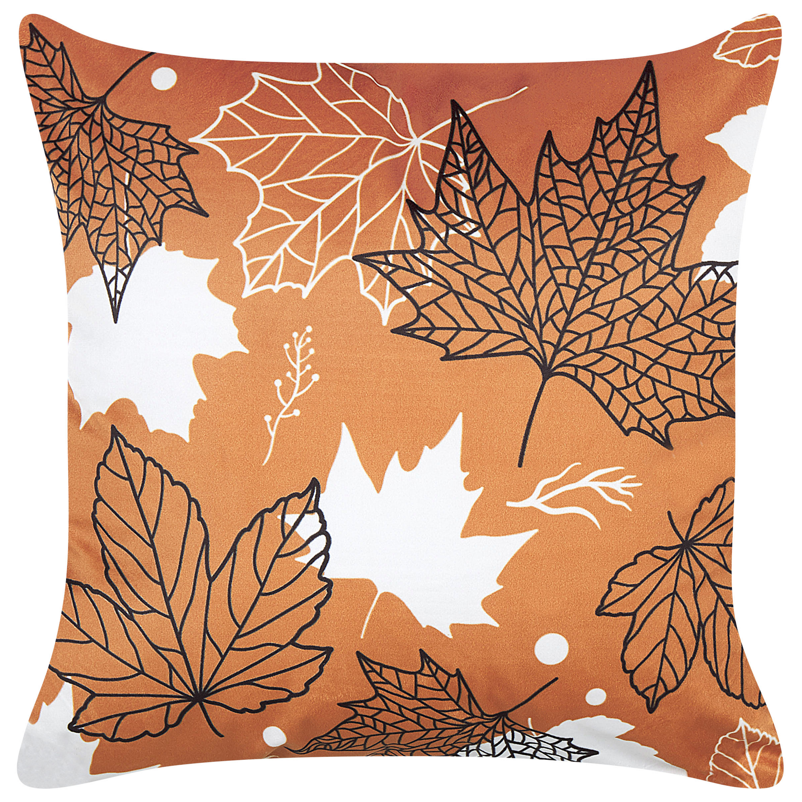 Pyntepude POINSETTIA 45 x 45 cm Velour Orange Plante mønster