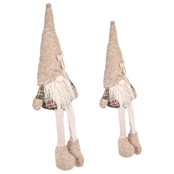 Sæt med 2 juledekorationer ILOMANTSI 35/38 cm Dværg Beige