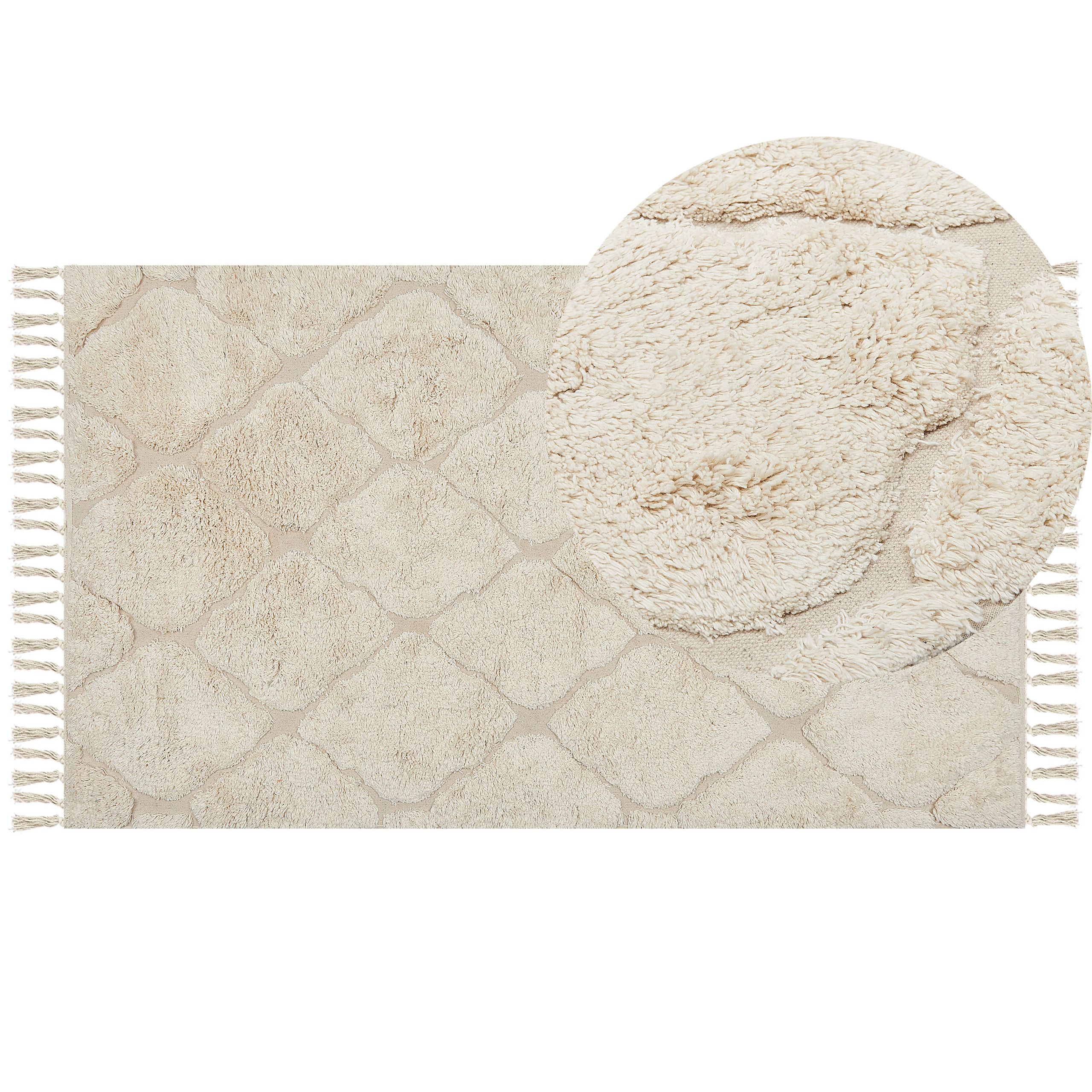 Gulvtæppe SILCHAR Beige 80 x 150 cm Bomuld