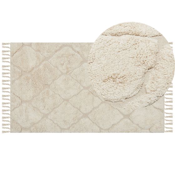 Gulvtæppe SILCHAR Beige 80 x 150 cm Bomuld