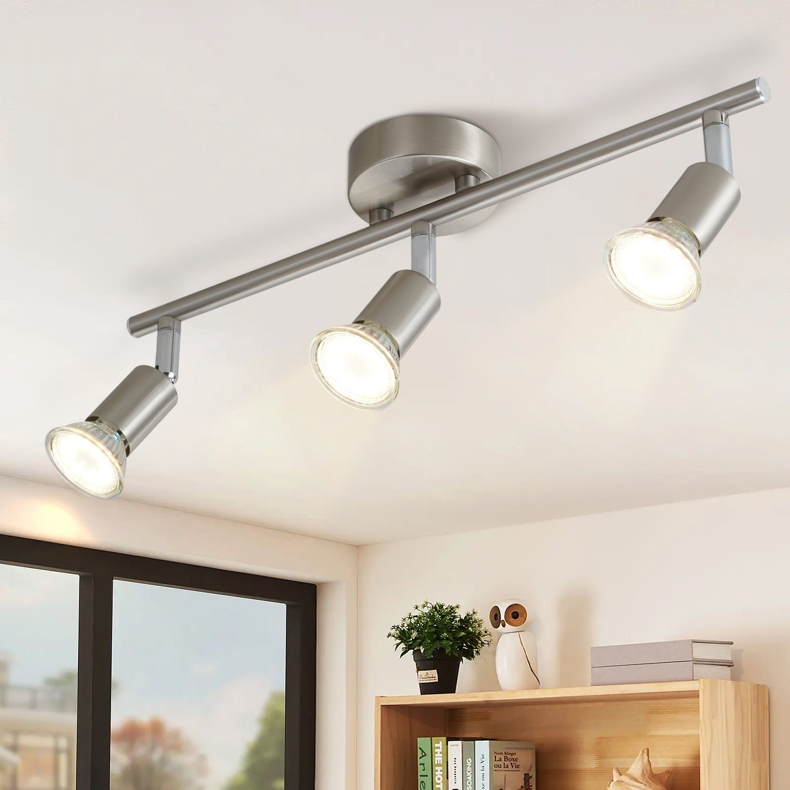 NETTLIFE 3 moderne loftspotlights til gangen GU10 330° drejelig lampe i rustfrit stål til stuen uden pære