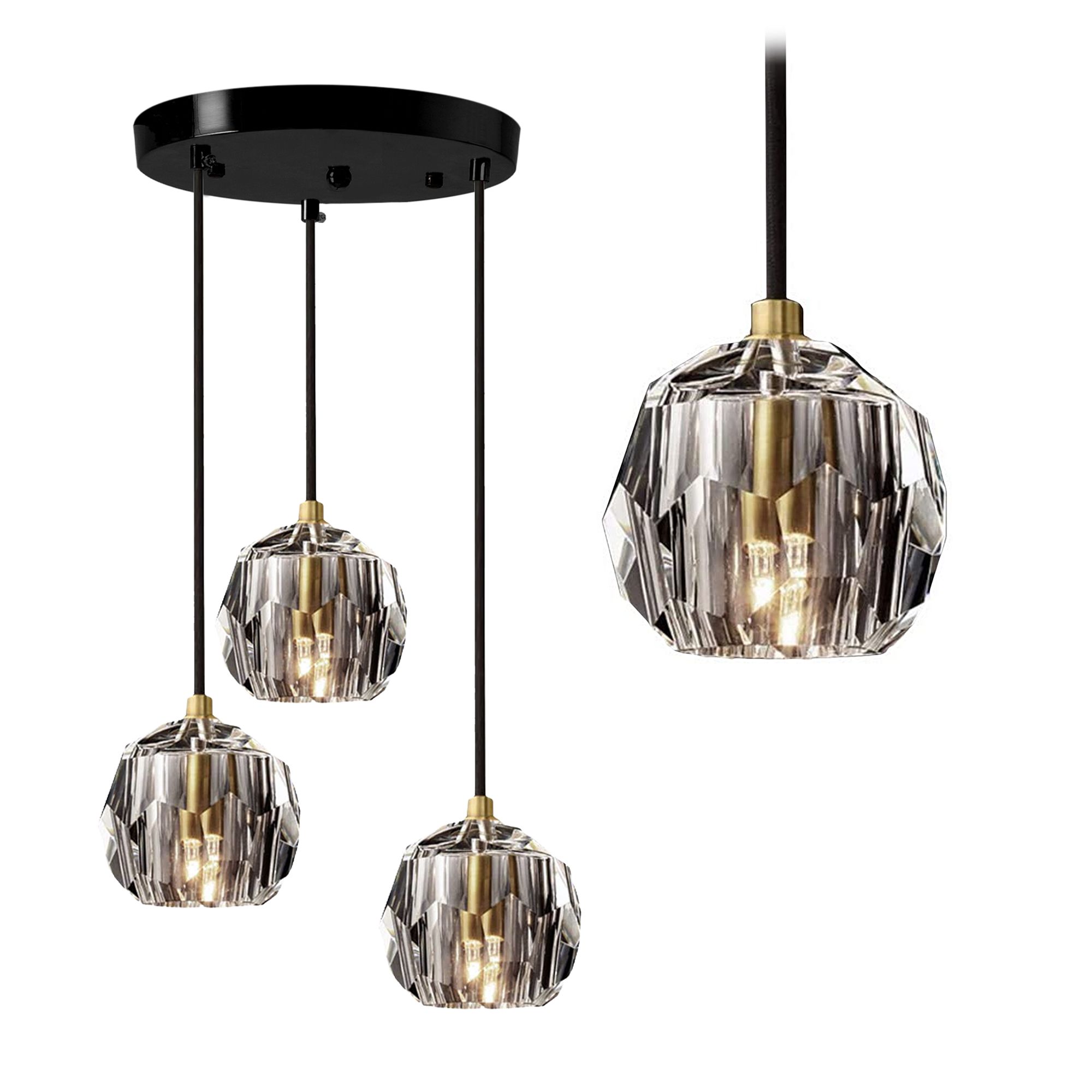 TOOLIGHT hængende loftlampe APP588-3CPR Sort 25x25x82cm