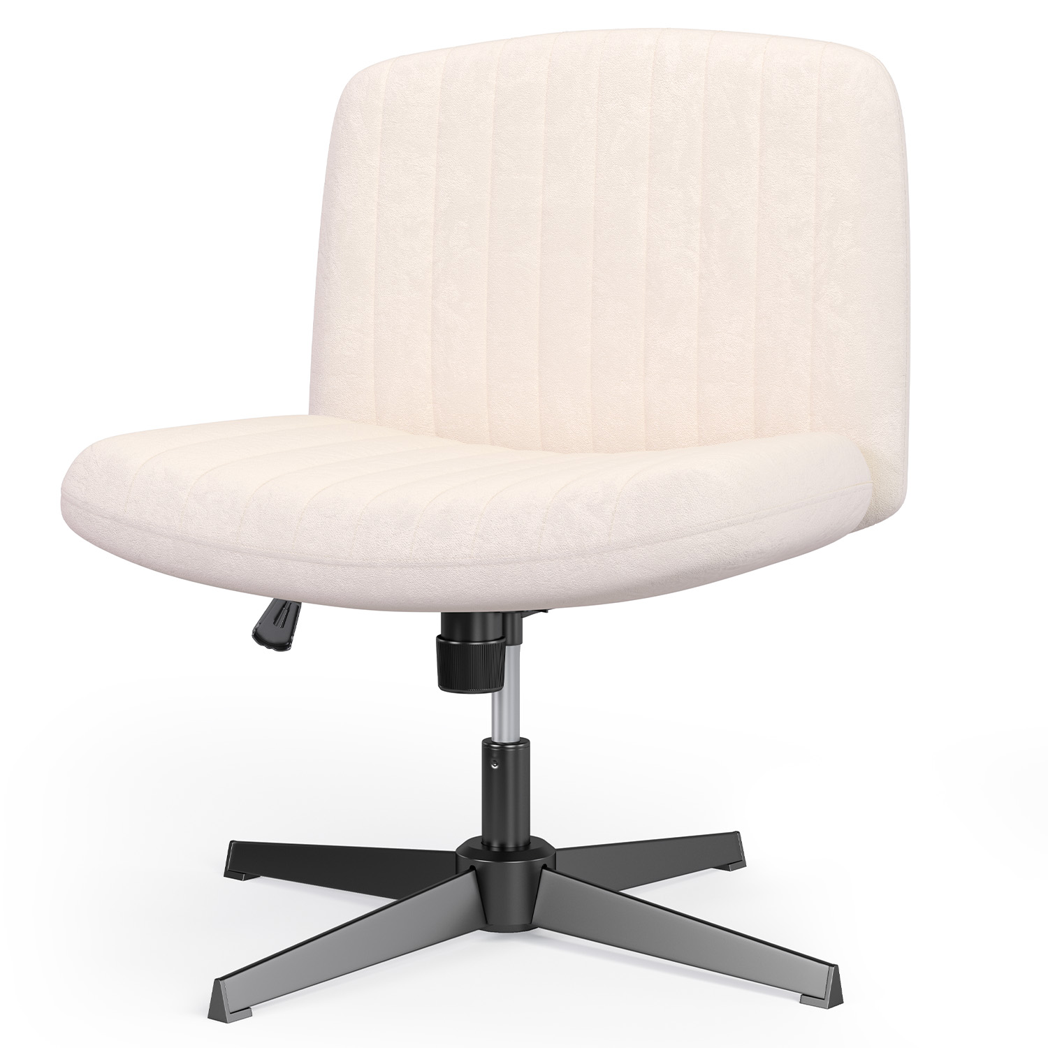 Toimistotuoli E01 ergonomisk bred sæde blødt stof drejelig hjem kontor beige