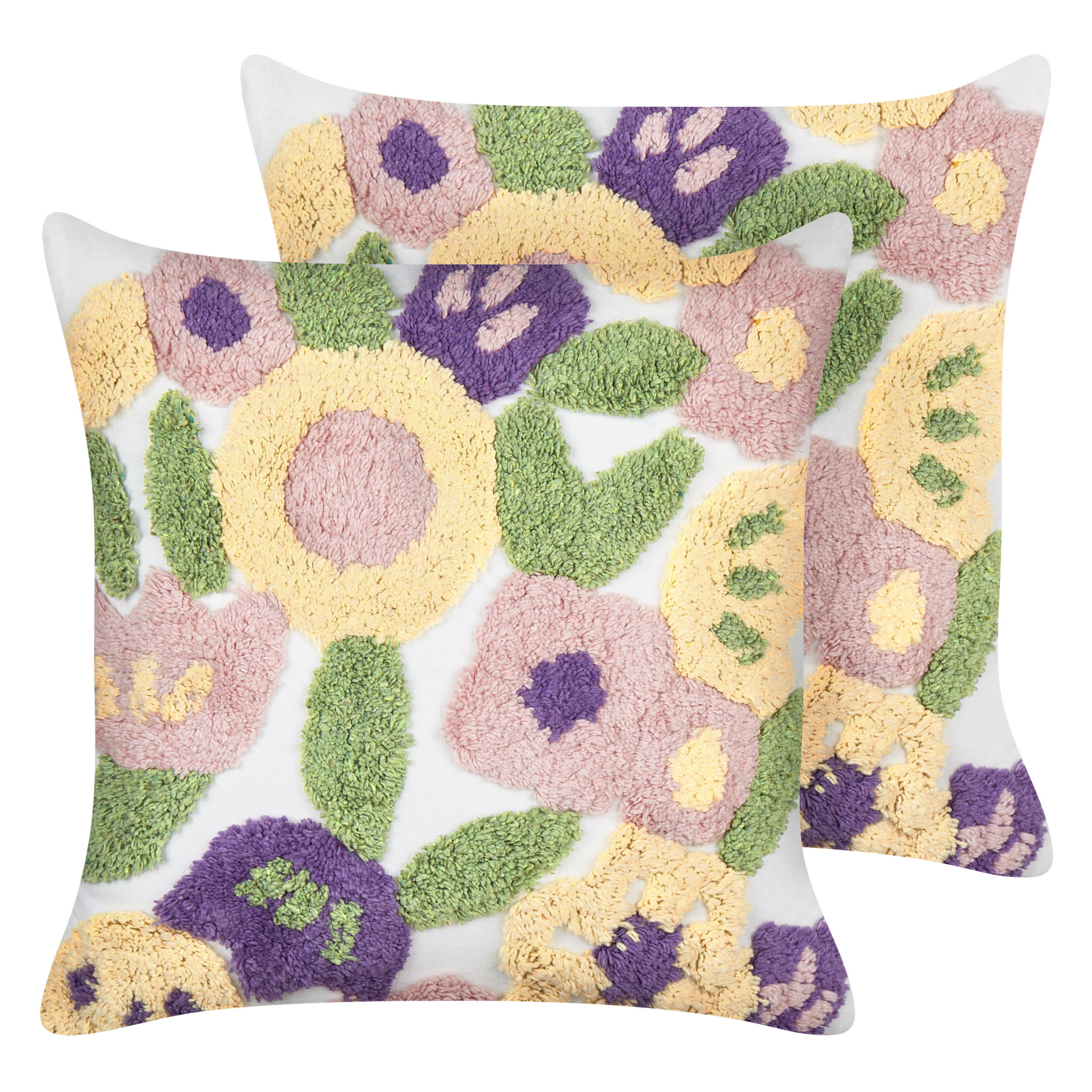 Sæt af 2 pyntepuder TRICORNIO 45 x 45 cm Bomuld Multifarvet Blomstermønster