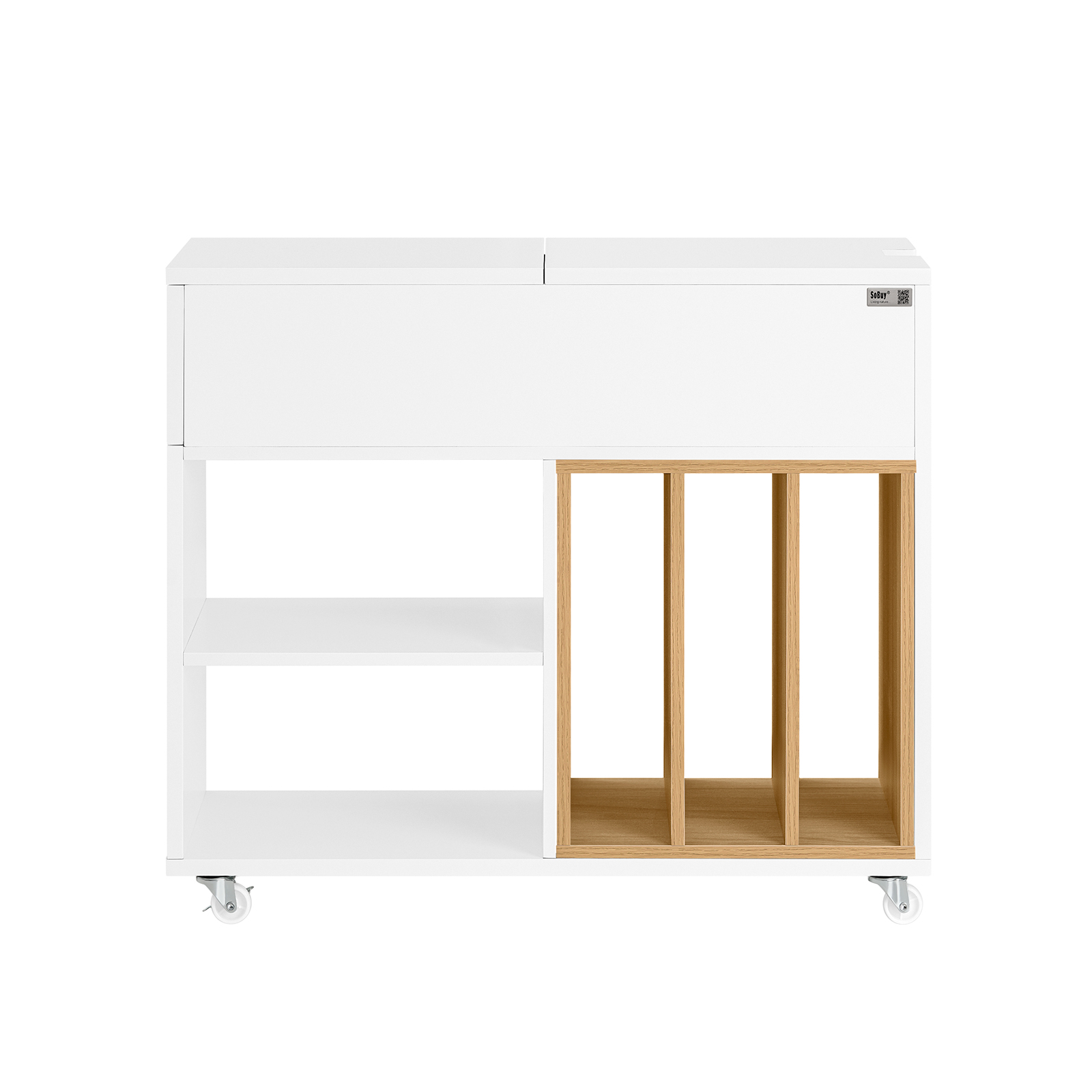 SoBuy bord med hjul, bord på hjul, Lavt kabinet FBT134-W