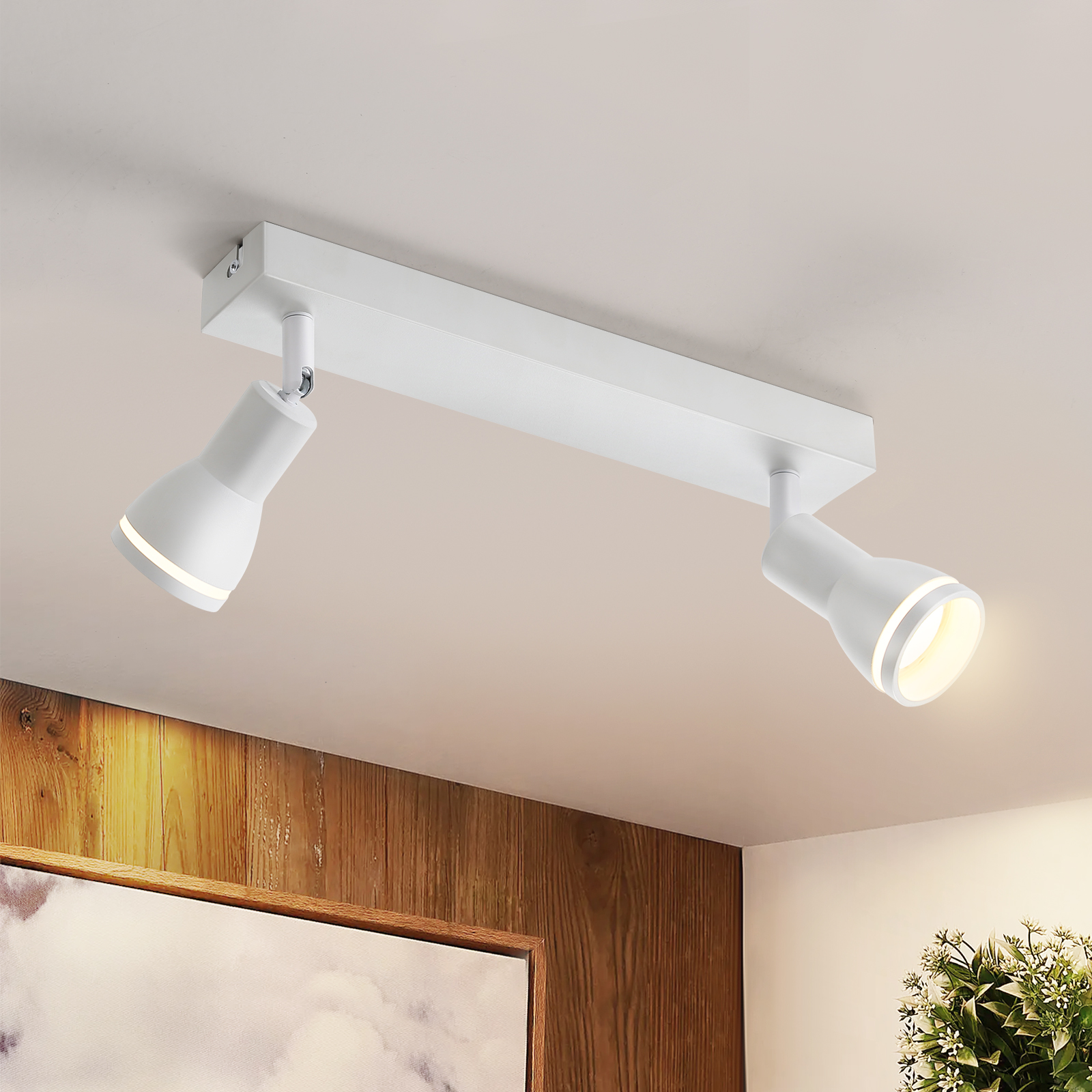 NETTLIFE LED loftspotlight 2 lamper hvid stue loftslampe justerbar spotlight GU10 spotlight moderne lampe