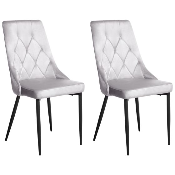 Sæt med 2 spisebordsstole AVENIR Velour Lysegrå
