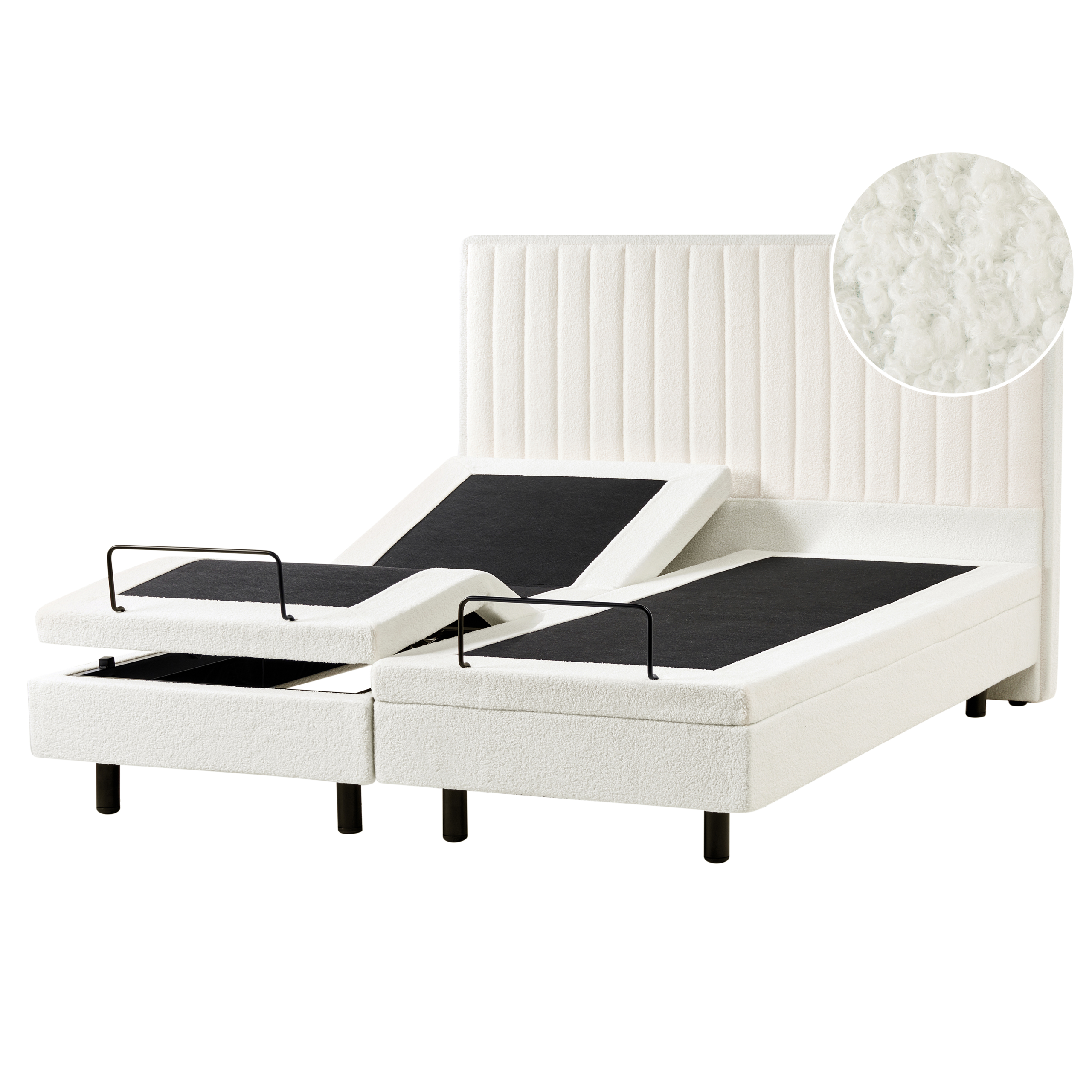 Justerbar seng Boucle CASTELLAN 160 x 200 cm Cremehvid
