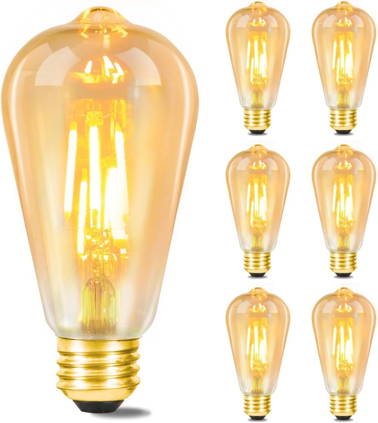 NETTLIFE 6 stk. E27 LED-pærer varm hvid retro-stil Edison-pære 2200K ST64 antik pære energibesparende 4