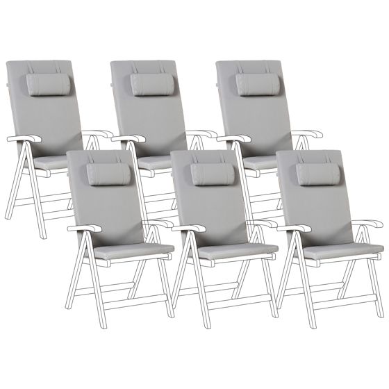 Sæt af 6 ryg-/siddehynder JAVA/AMANTEA PREMIUM 50 x 71 cm Lysegrå