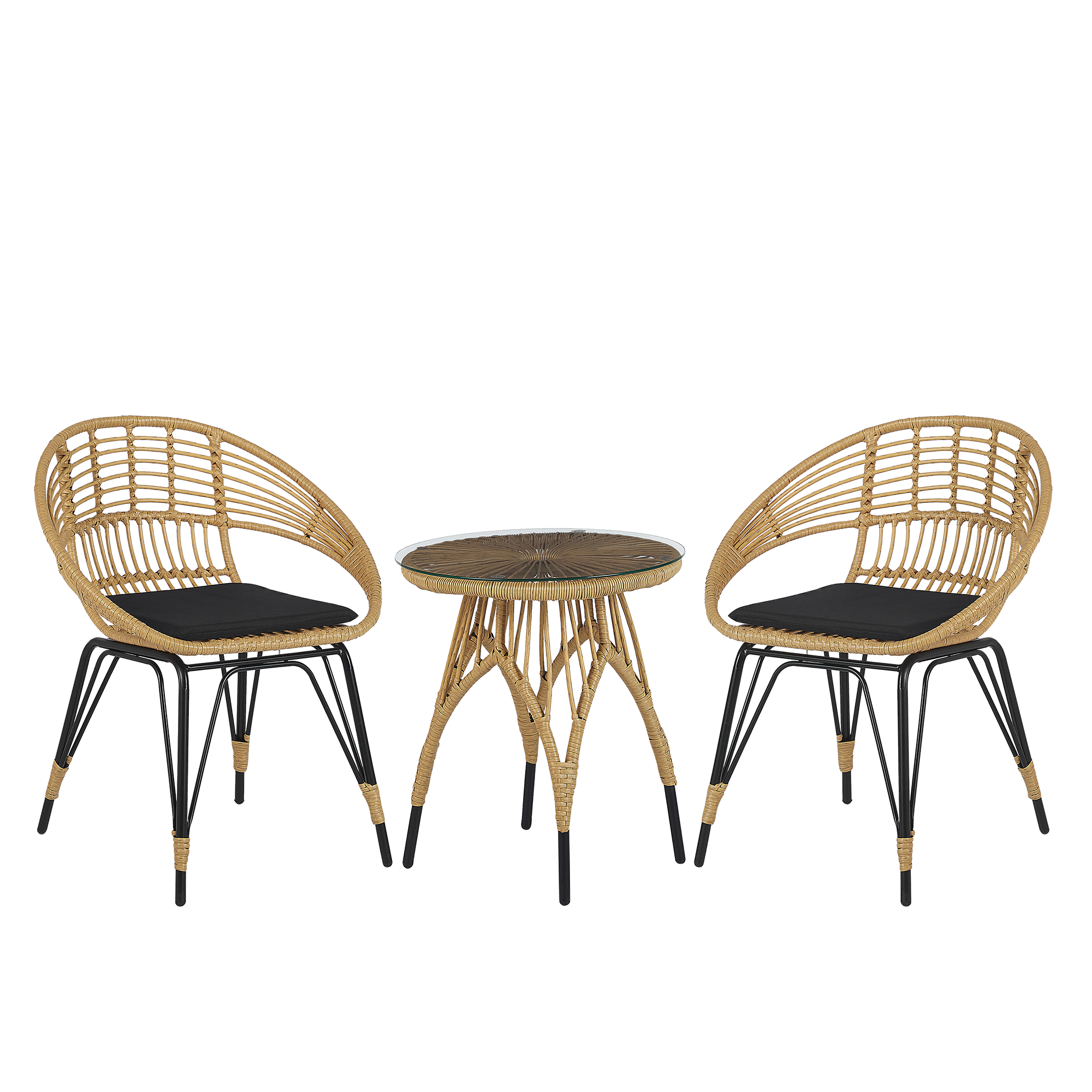 Altansæt med puder PELLARO PE-rattan Sort
