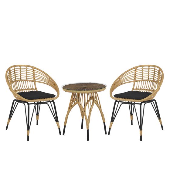 Altansæt med puder PELLARO PE-rattan Sort