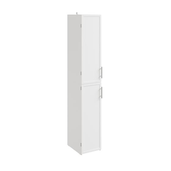 Badeværelses høj skab med 2 døre og skuffer, hvid, 30.5x30.5x180 cm, BZR243-W
