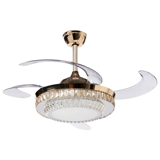 Ventilator med lys ASHLEY Med fjernbetjening LED Guld