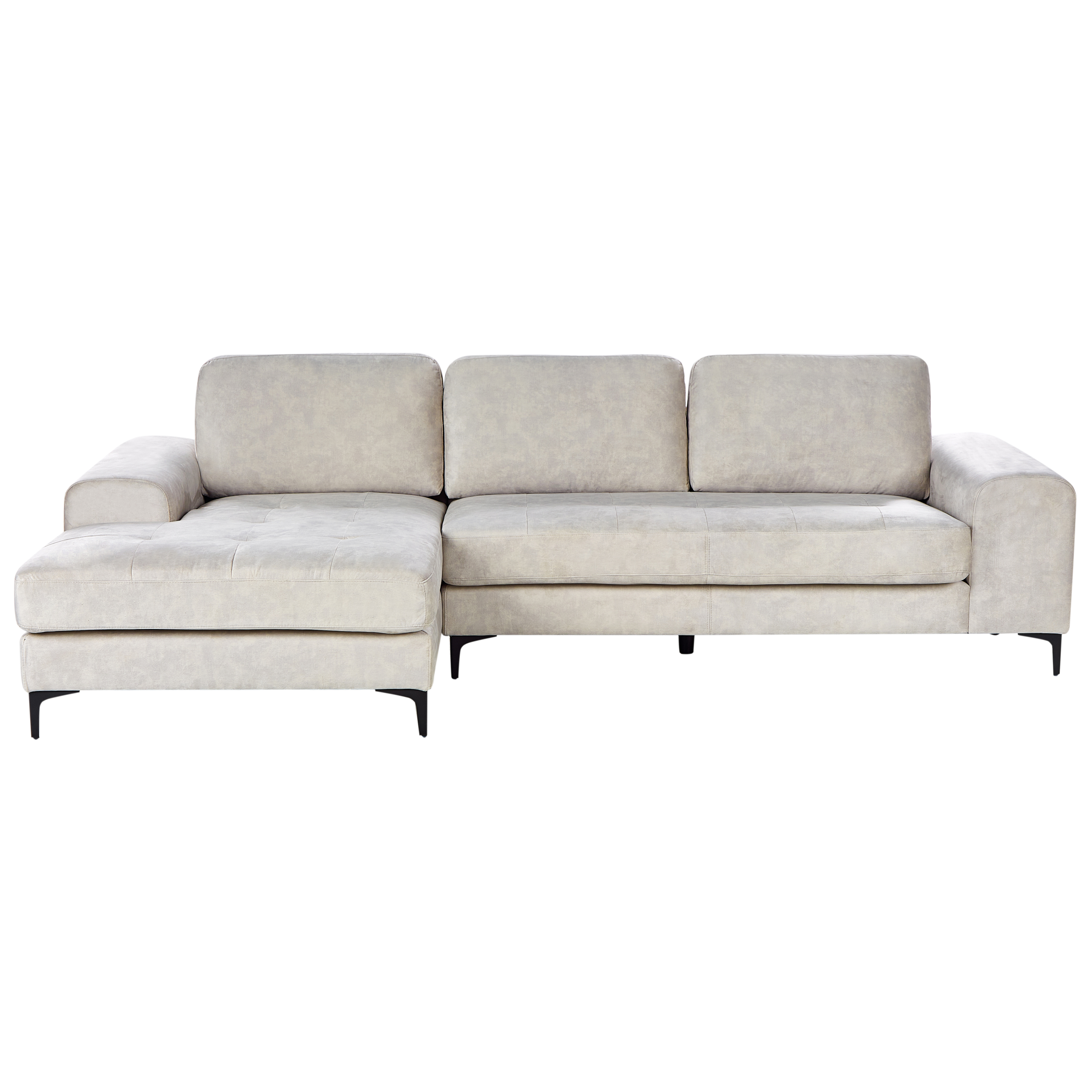 Hjørnesofa 4 personers KIRUNA Velour Lys Beige Højrevendt
