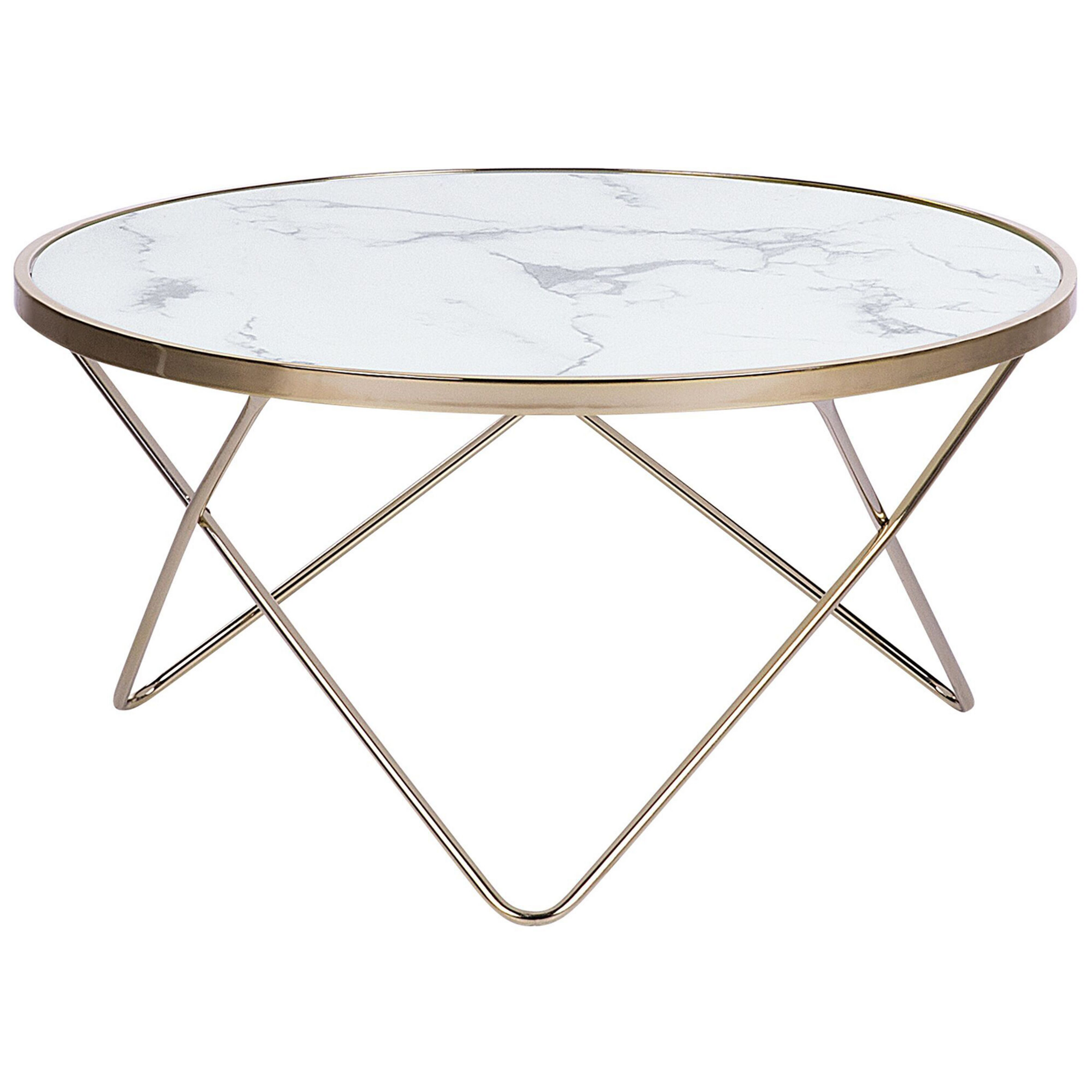 Sofabord MERIDIAN Hærdet glas Marmor/guld