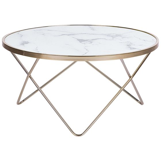 Sofabord MERIDIAN Hærdet glas Marmor/guld
