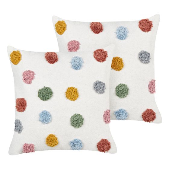 Sæt af 2 pyntepuder WALLFLOWER 45 x 45 cm Bomuld Hvid