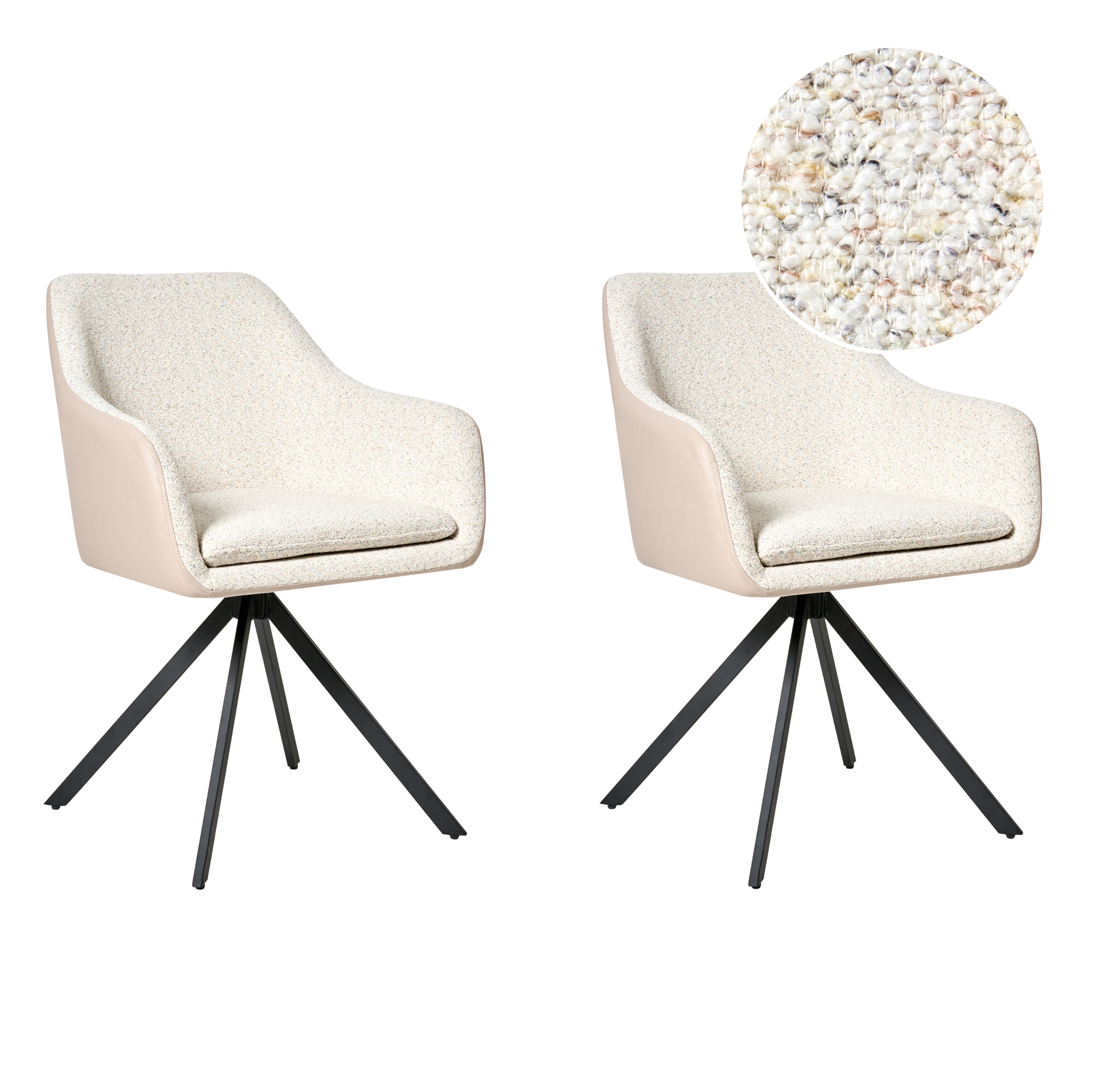 Sæt med 2 spisebordsstole LITHIA Boucle Lys Beige