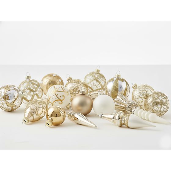 Sæt af 70 julekugler FLICKER Glas Guld