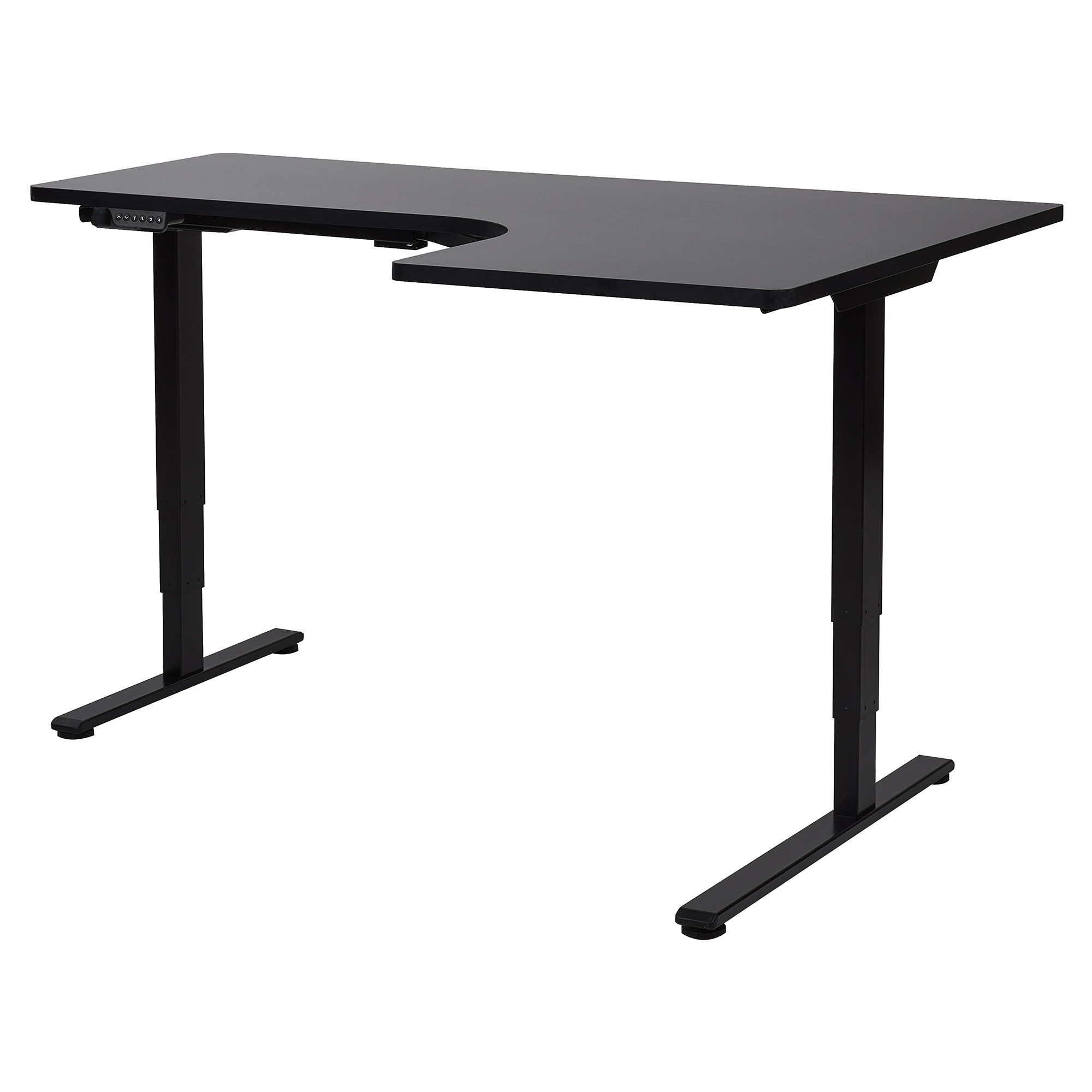 Elektrisk justerbart hjørneskrivebord DESTINES 160 cm 109 cm Sort Højrevendt