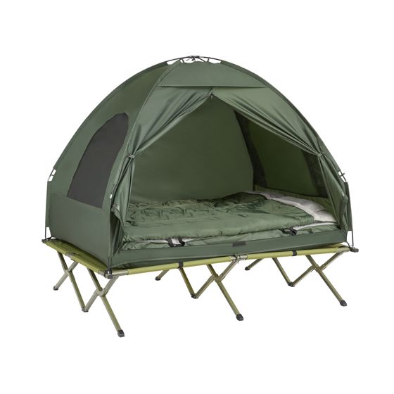 SoBuy Campingseng, oppusteligt campingtelt, Tagtelt OGS32-L-GR