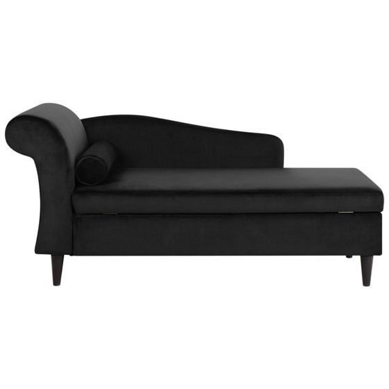 Venstrevendt chaiselong LUIRO med opbevaring Velour Sort