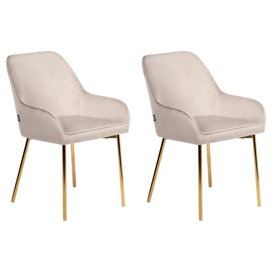 Sæt med 2 spisebordsstole LOVERNA Velour Beige