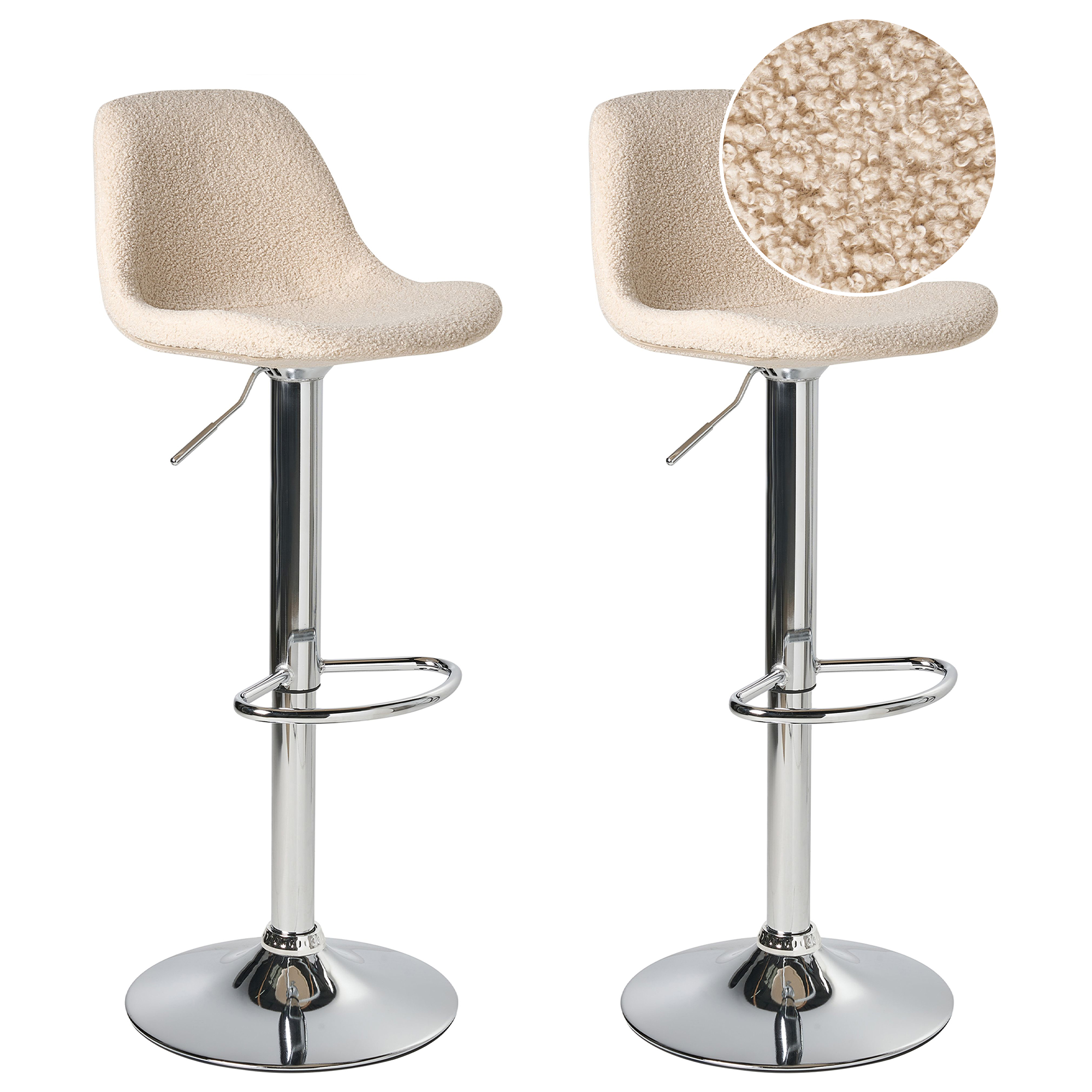Sæt af 2 barstole KAHLA Boucle Lys Beige