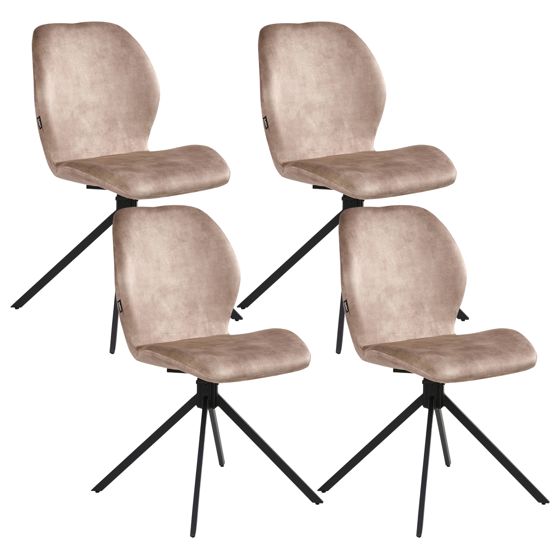 Sæt med 4 spisebordsstole MORRISON Velour Beige