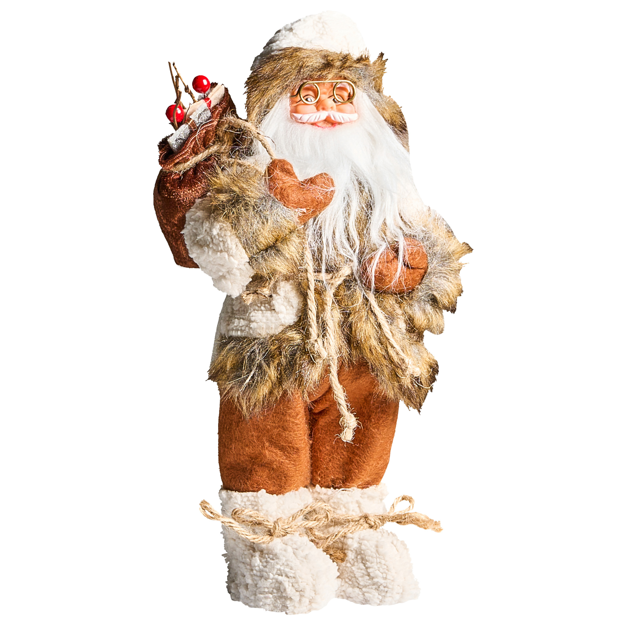 Juledekoration SVARTEVATNET 37 cm Julemand Brun/hvid