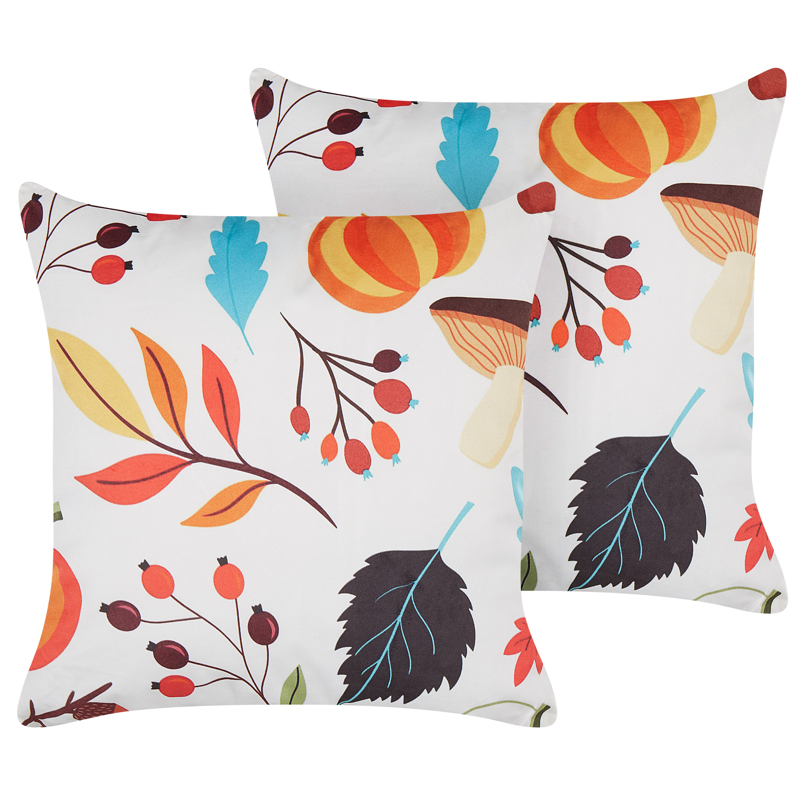 Sæt af 2 pyntepuder VISCARIA 45 x 45 cm Velour Multifarvet Plante mønster