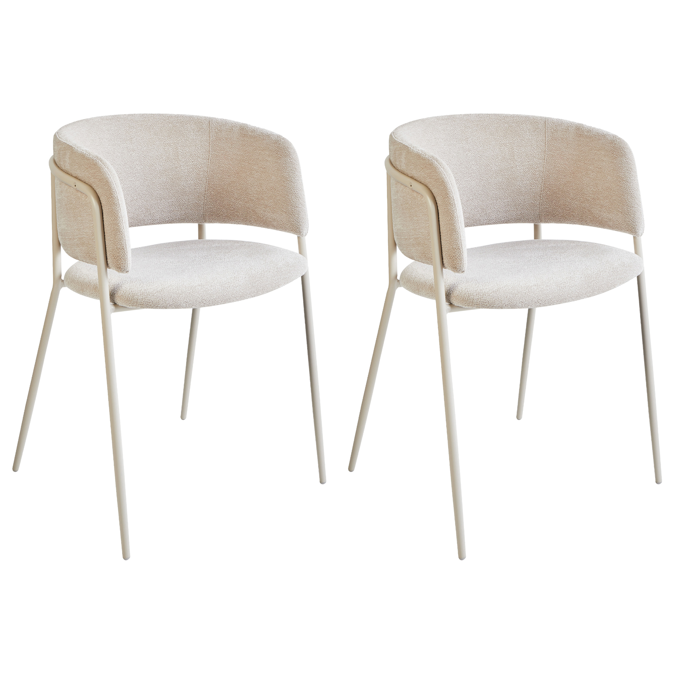 Sæt med 2 spisebordsstole SPRINGER Chenille Lys Beige