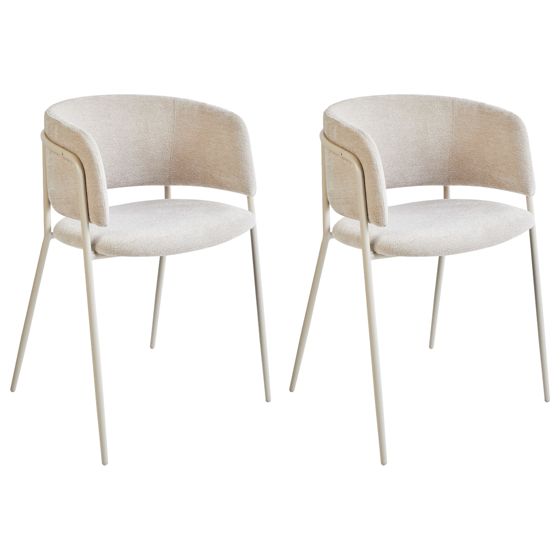 Sæt med 2 spisebordsstole SPRINGER Chenille Lys Beige