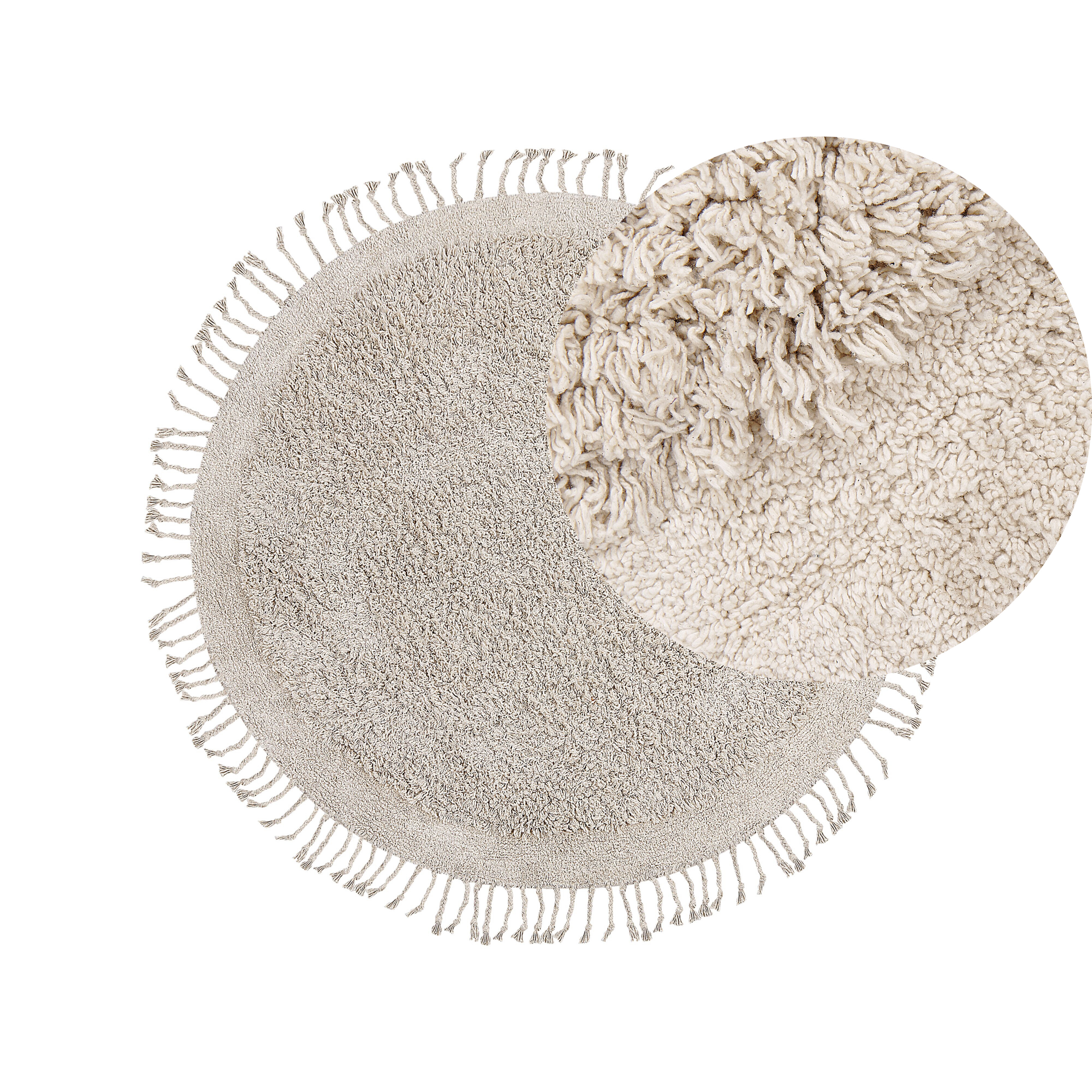 Gulvtæppe BITLIS Lys Beige ø 140 cm Bomuld