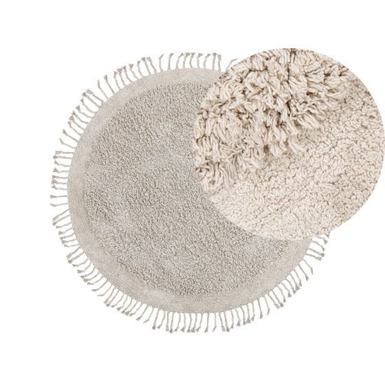 Gulvtæppe BITLIS Lys Beige ø 140 cm Bomuld