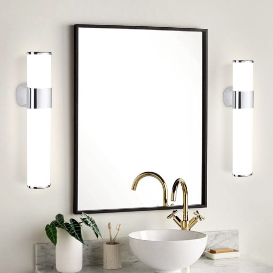 NETTLIFE LED - badeværelsesvæglampe, 2 stk. sæt, LED - badeværelsesspejllampe - moderne krom 6W, 30 cm vandtæt, IP44 4000K
