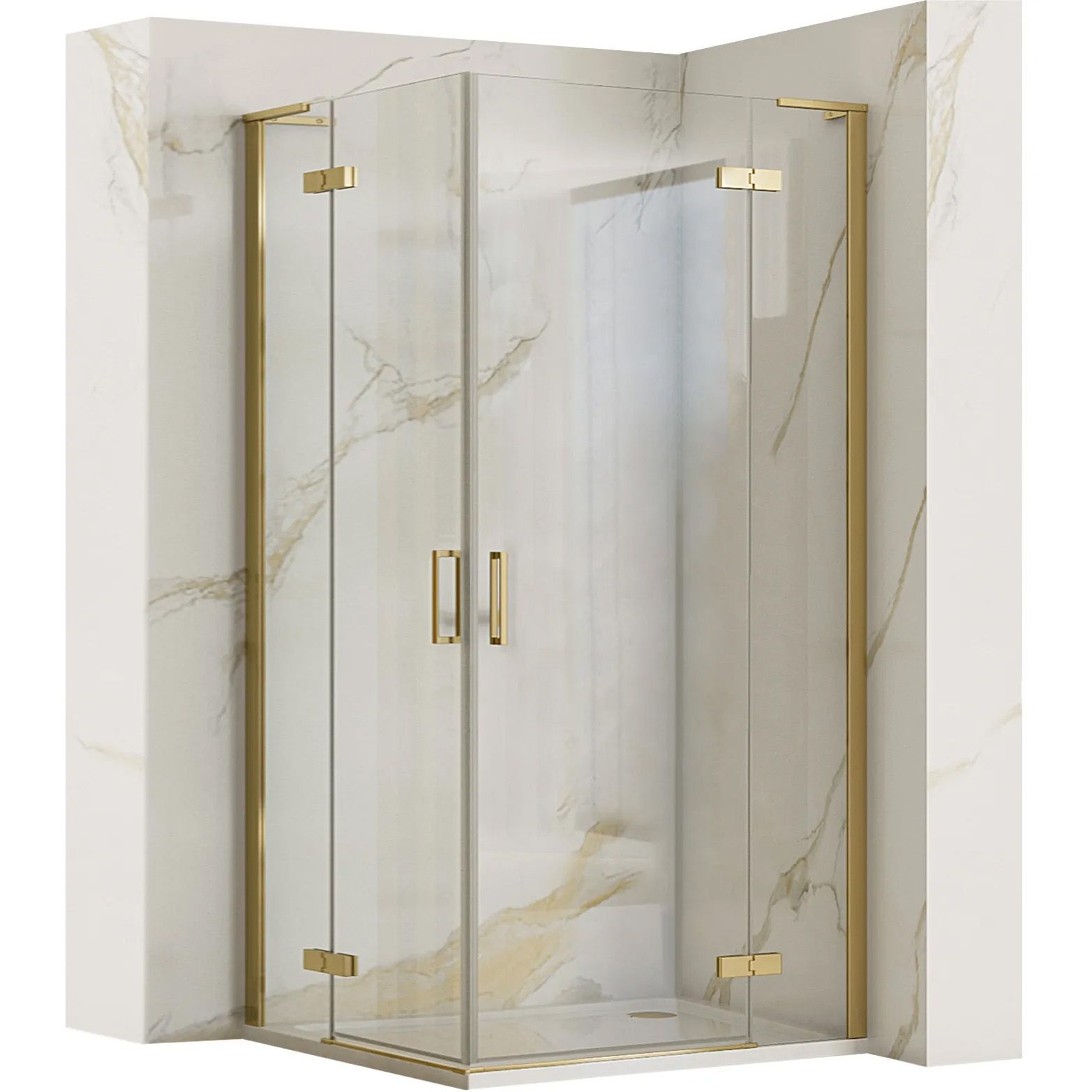 REA brusekabine HUGO DOUBLE 80x100 , Børstet guld, 80x100x200,5cm