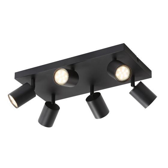NETTLIFE loftspotlight med 6 lyskilder, sort metal