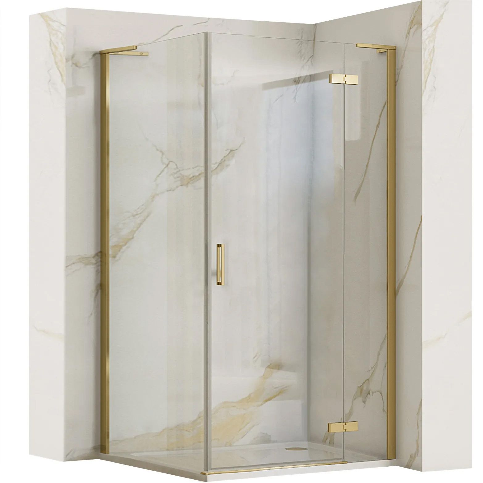 REA brusekabine HUGO 100x90 Børstet guld, 100x90x200,5cm