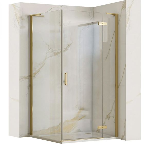REA brusekabine HUGO 100x90 Børstet guld, 100x90x200,5cm
