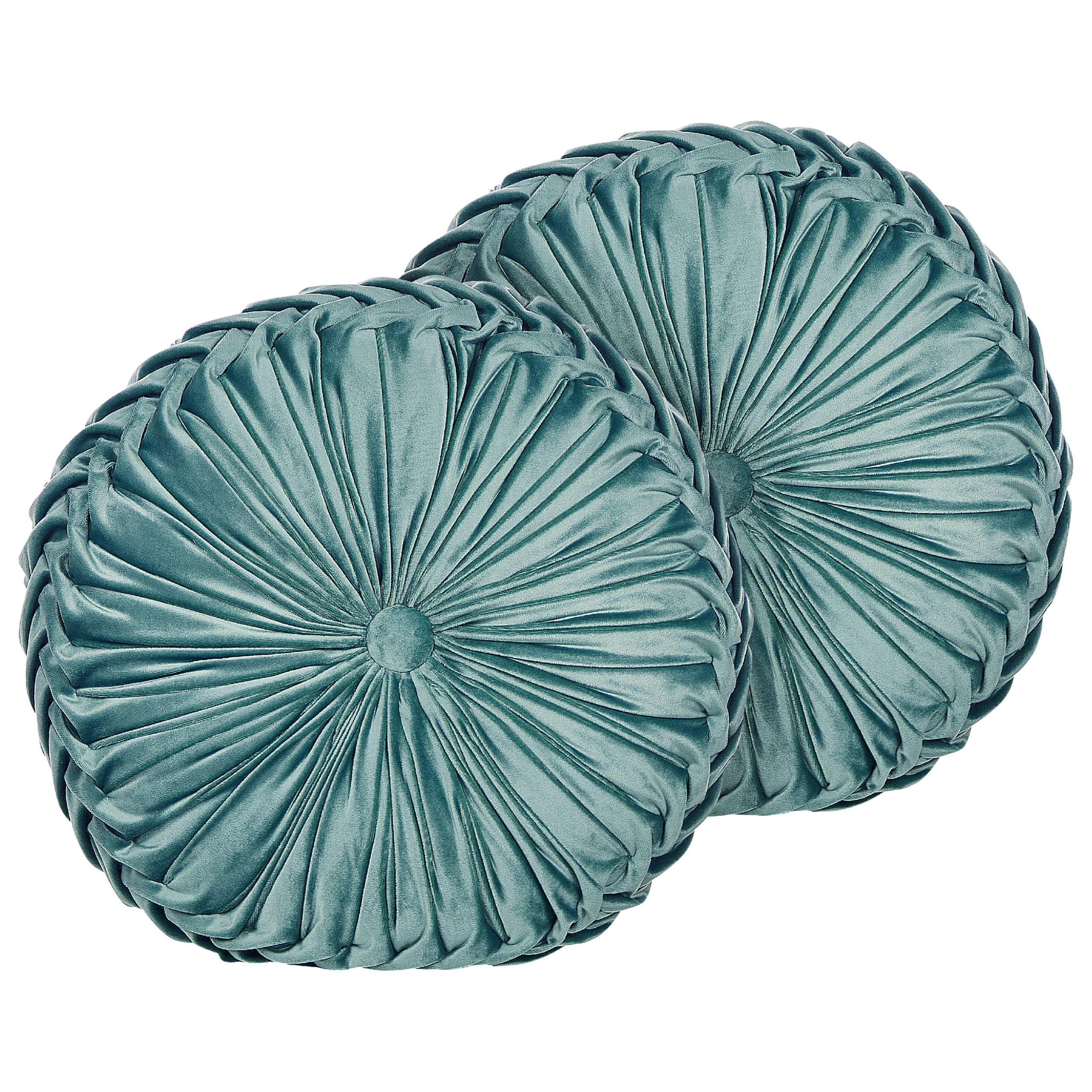 Sæt af 2 pyntepuder UDALA 40 x 40 cm Velour Blågrøn Ensfarvet