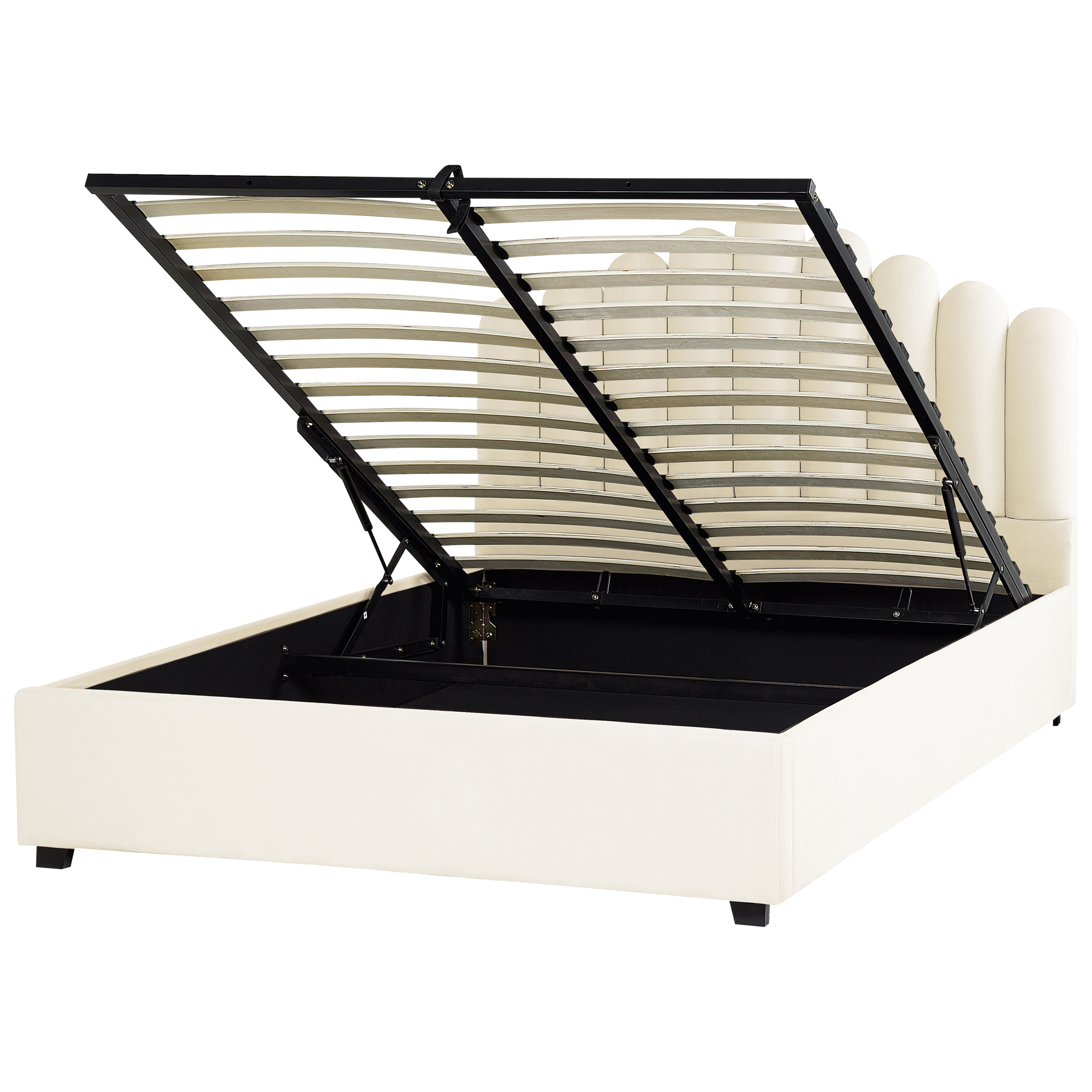 Seng med opbevaring VINCENNES Velour Cremehvid 160 x 200 cm