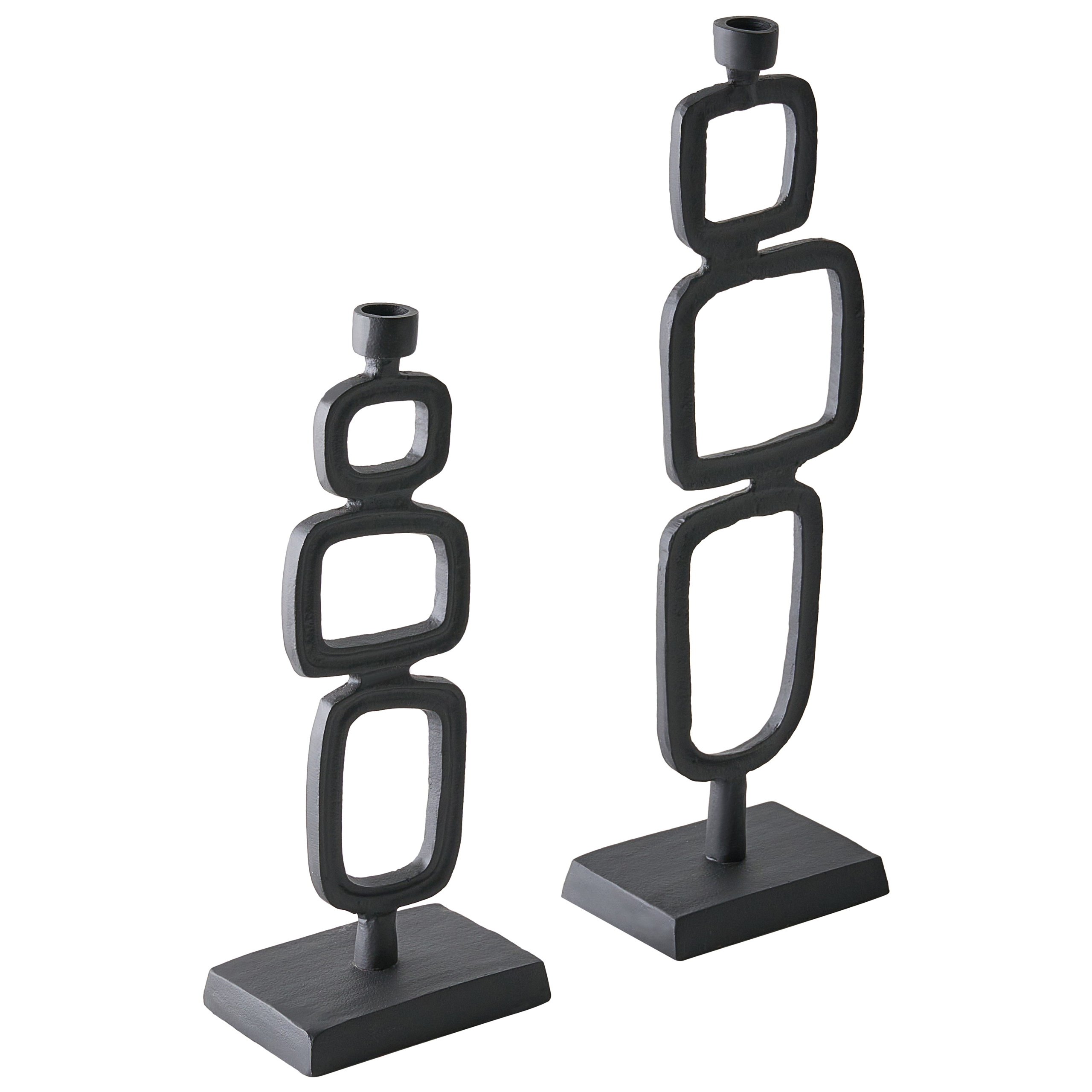 Sæt af 2 lysestager SIPANJE 35/48 cm Metal Sort